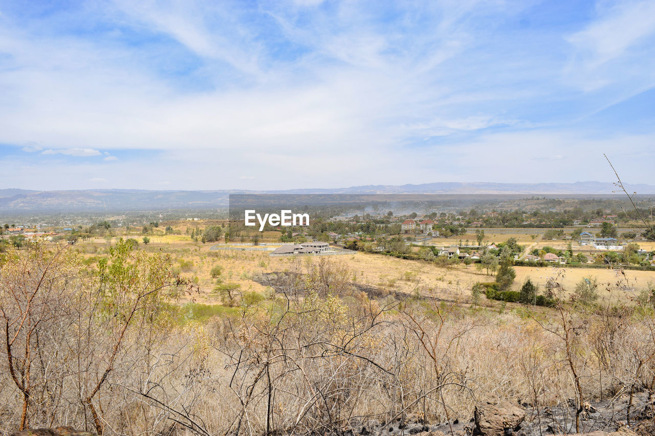 Scenic view of nakuru town against the background of lake nakuru in rift valley, kenya