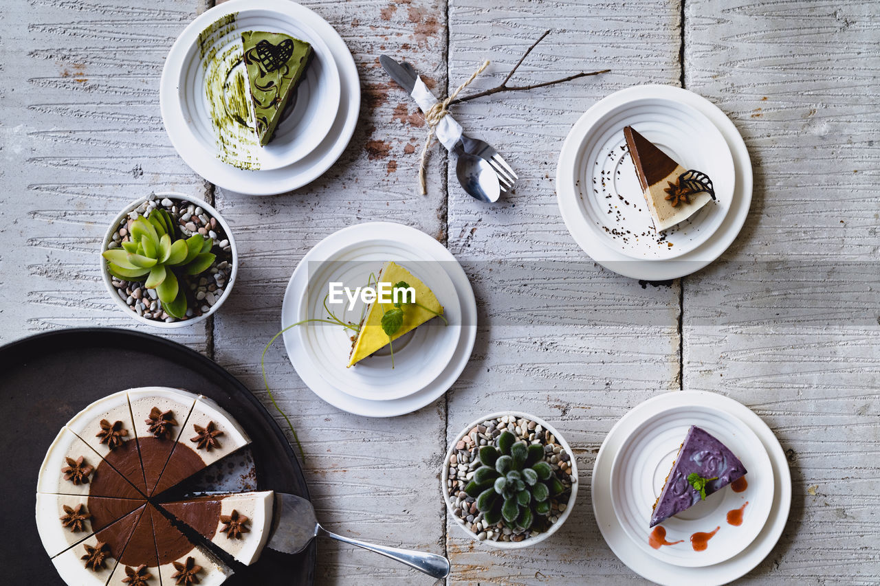 High angle view of food on table