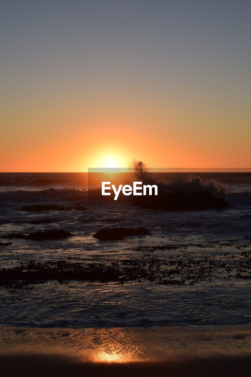 SCENIC VIEW OF BEACH DURING SUNSET