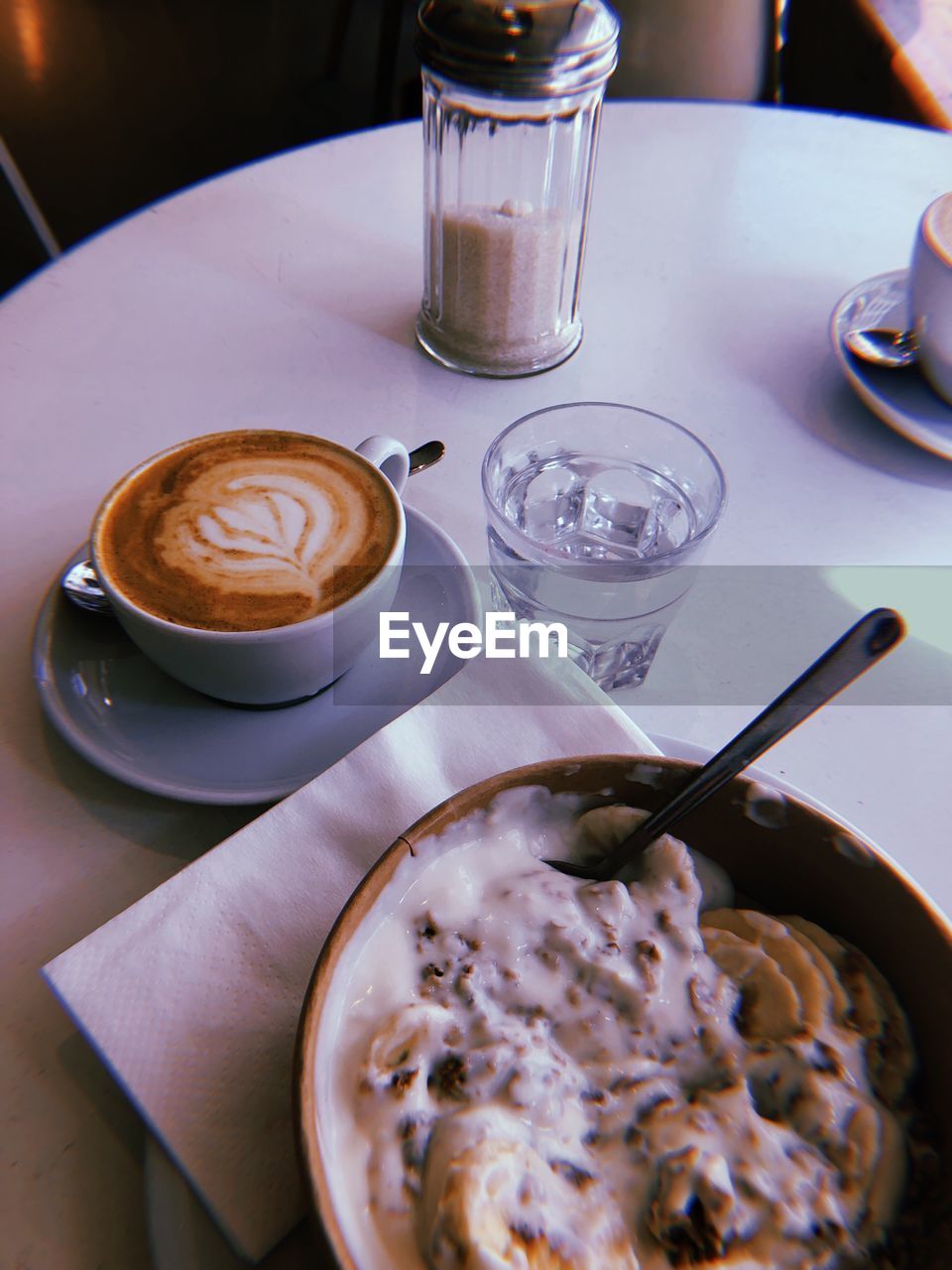 High angle view of coffee on table