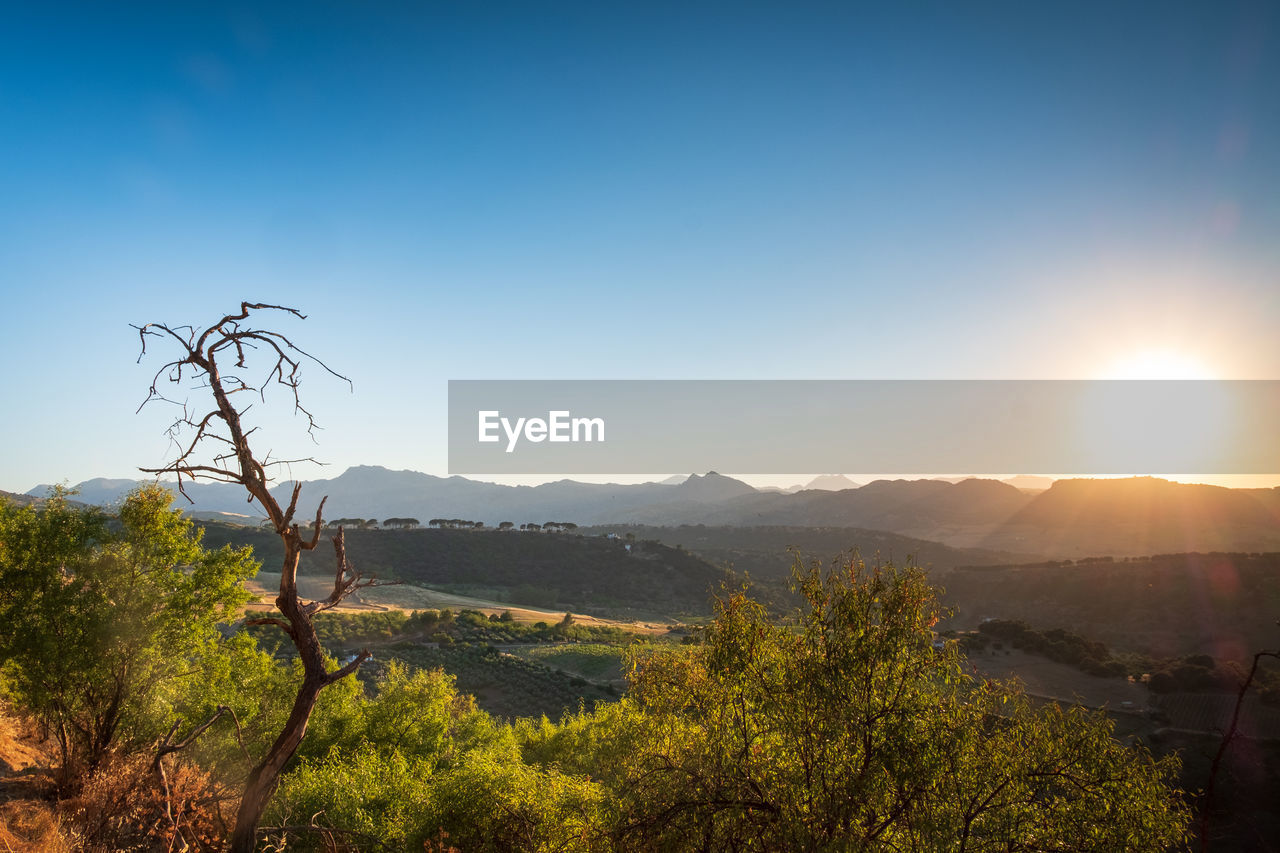 Scenic view of mountains against clear sky