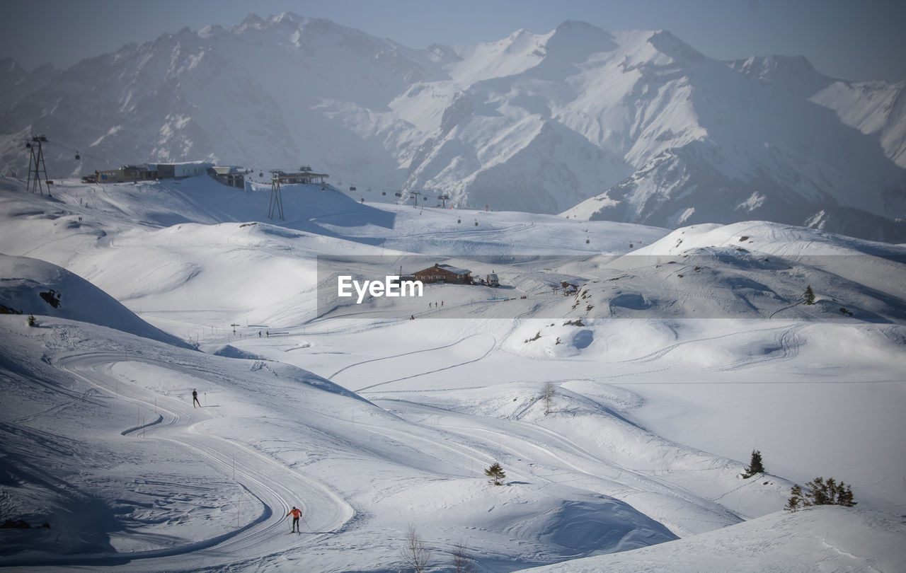 Aerial view of snowcapped mountain