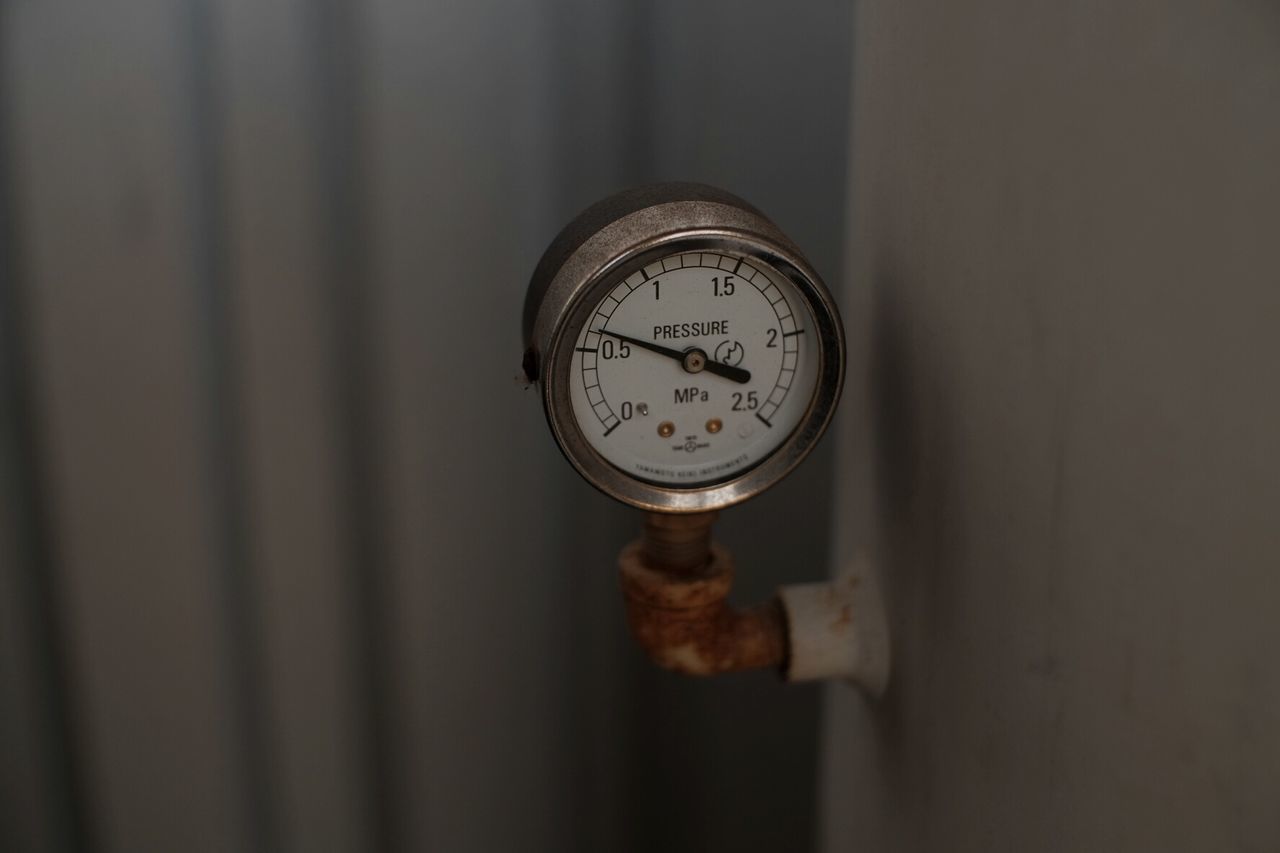 Close up view of pressure gauge