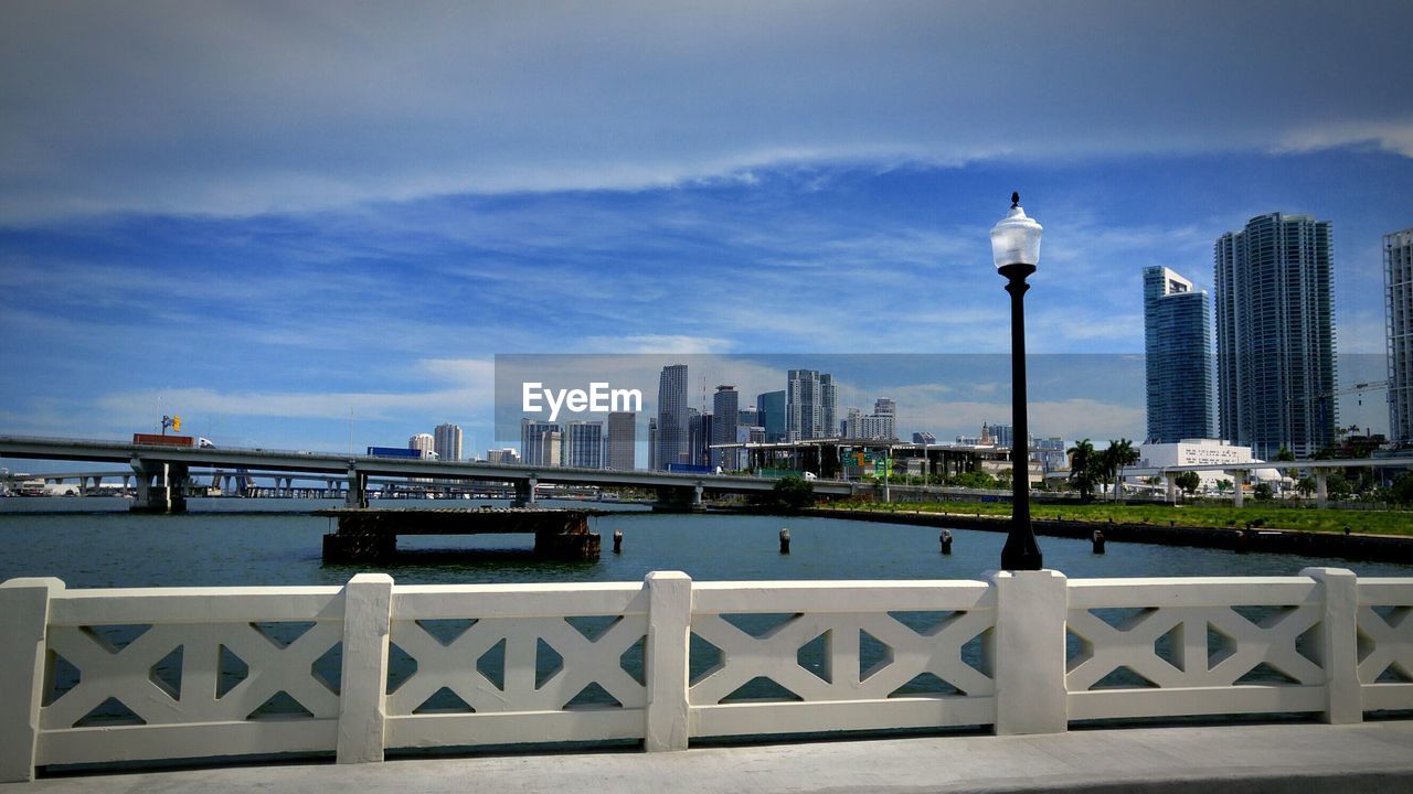 Skyscrapers against cloudy sky