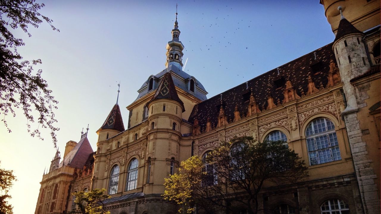 Low angle view of building against clear sky