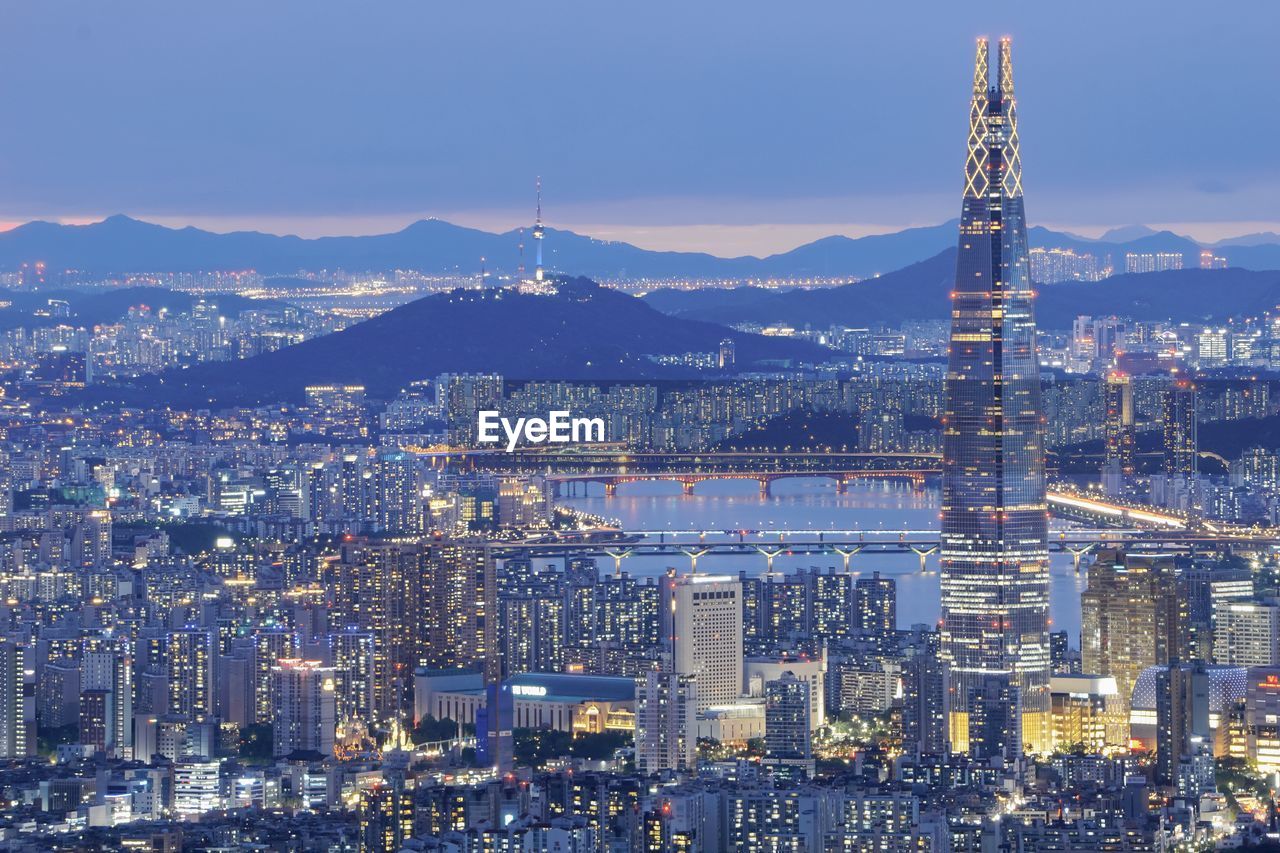 N tower and lotte world tower from nam-han san-seong. shot by sony a6000.