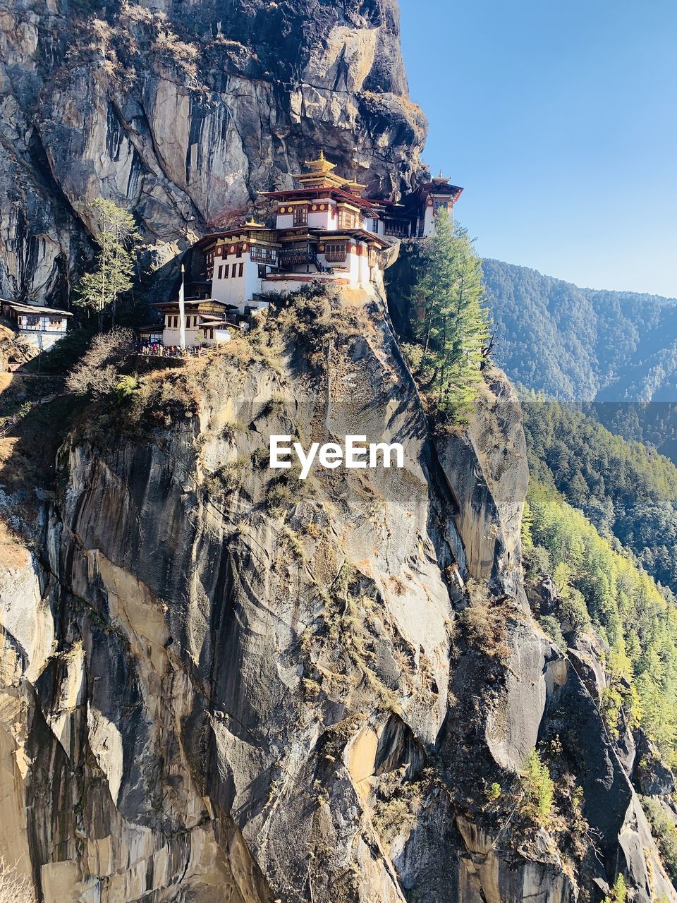 HIGH ANGLE VIEW OF ROCK FORMATIONS AT TEMPLE