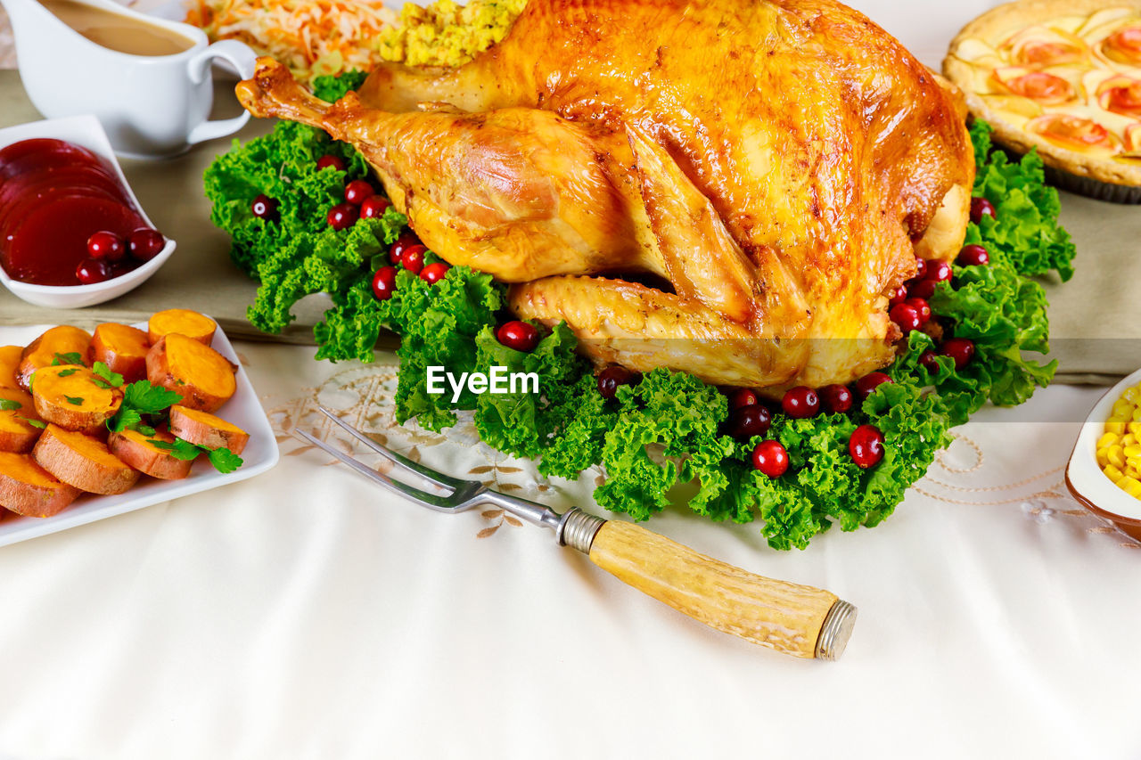 HIGH ANGLE VIEW OF FOOD IN PLATE