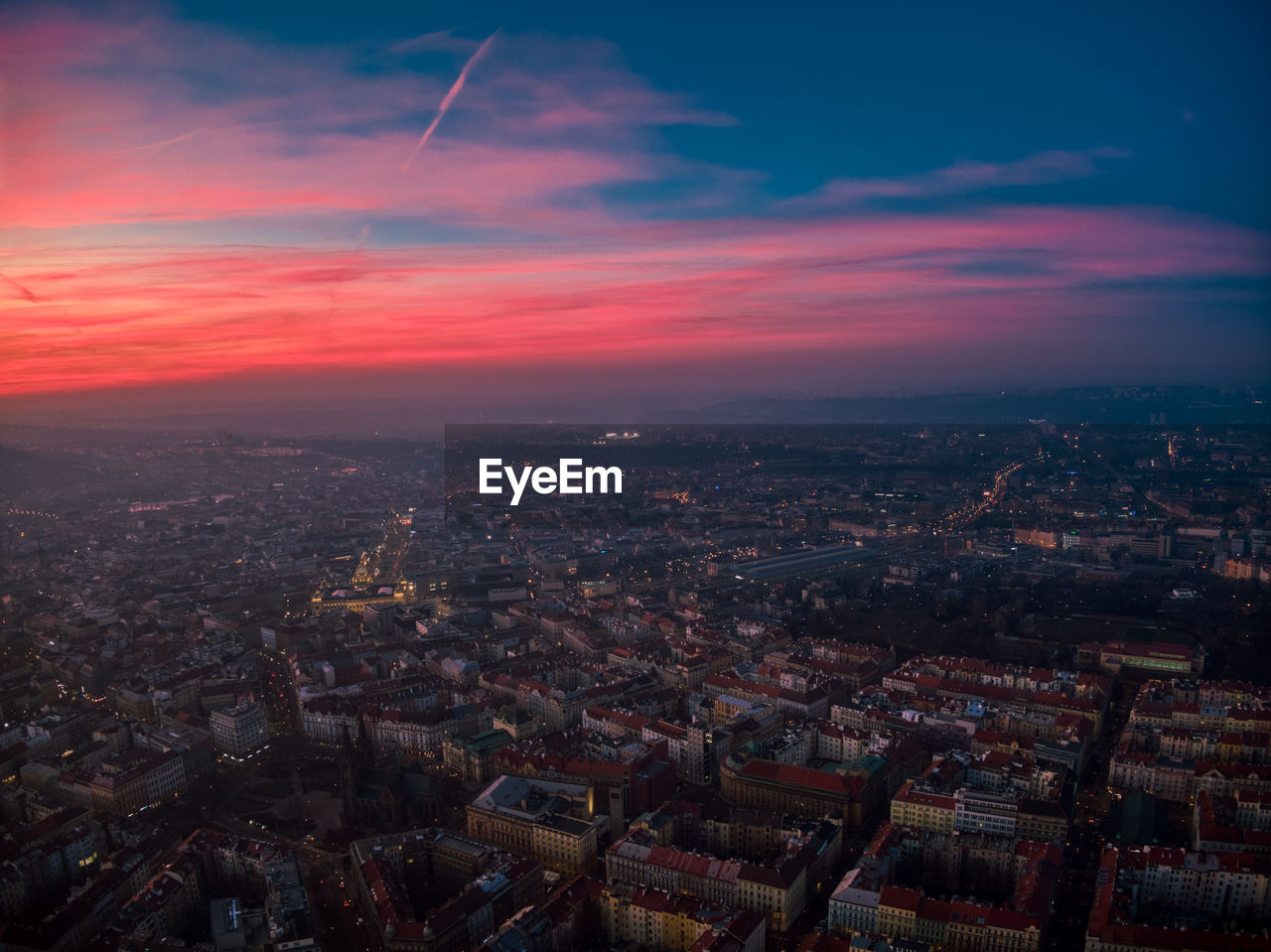 Aerial view of prague tv tower