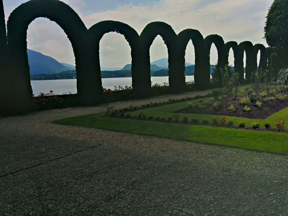 Hedge arches on lakeshore