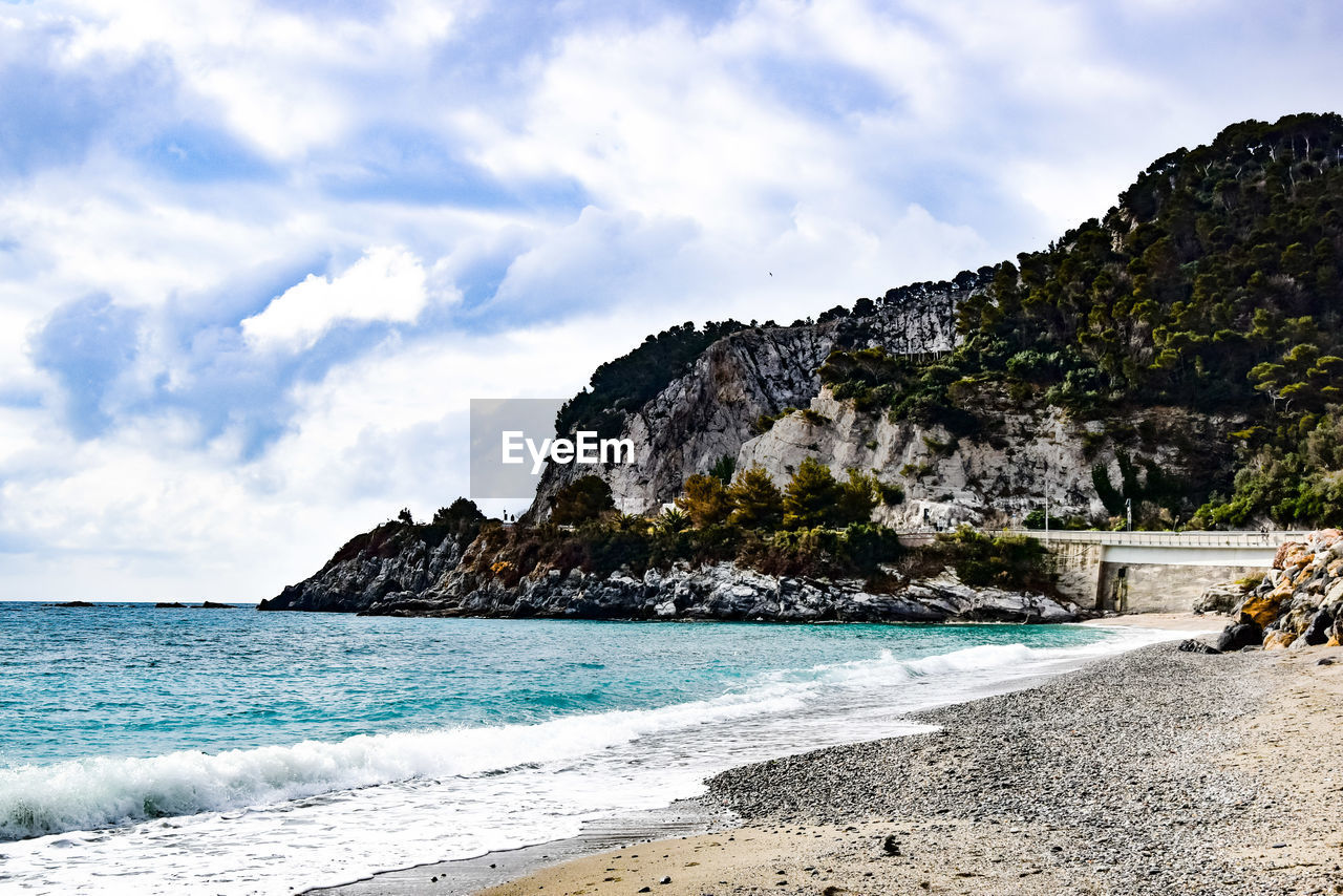 SCENIC VIEW OF SEA AND ROCKS AGAINST SKY