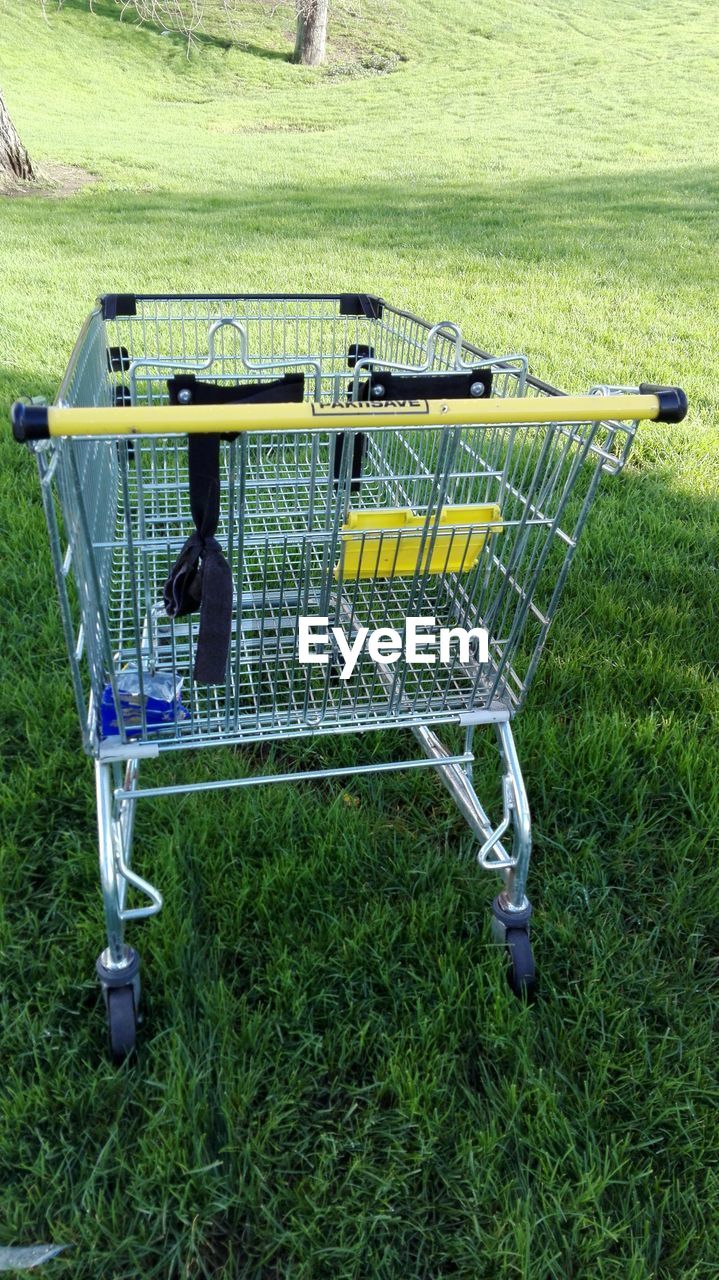 Shopping cart in park