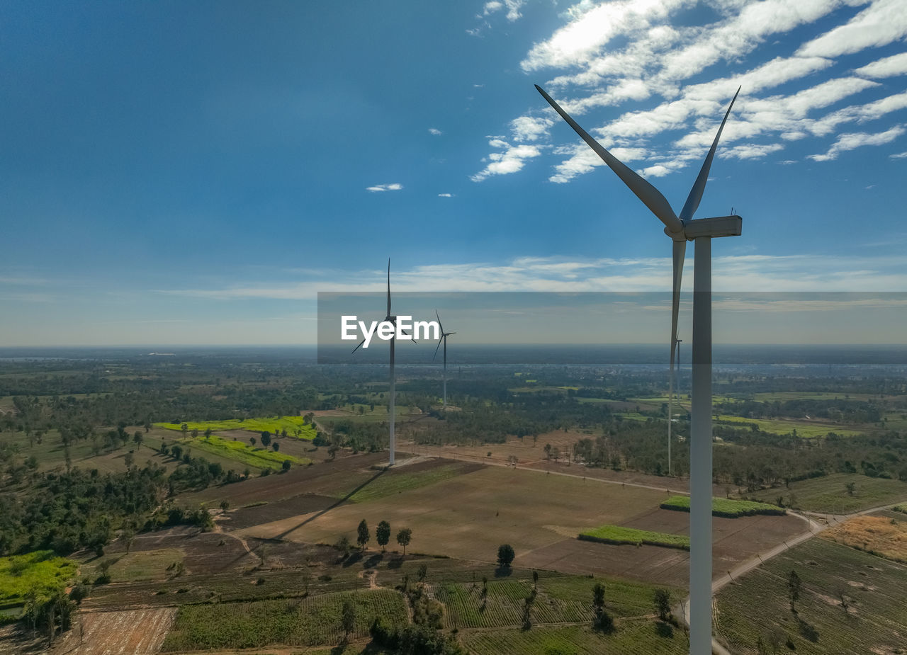 Landscape of wind farm. wind energy. wind power. sustainable, renewable energy. wind turbines