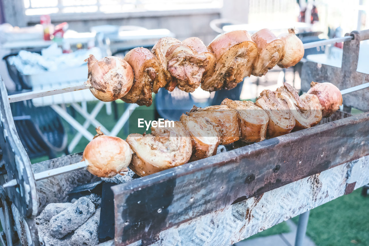 Grilled pork on the stove.