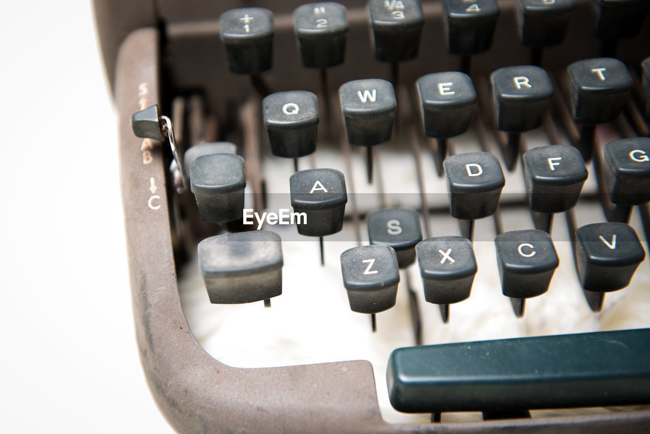 High angle view of typewriter