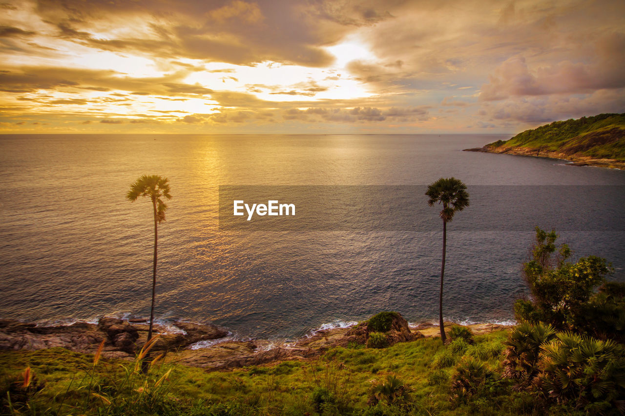 Scenic view of sea against sky during sunset