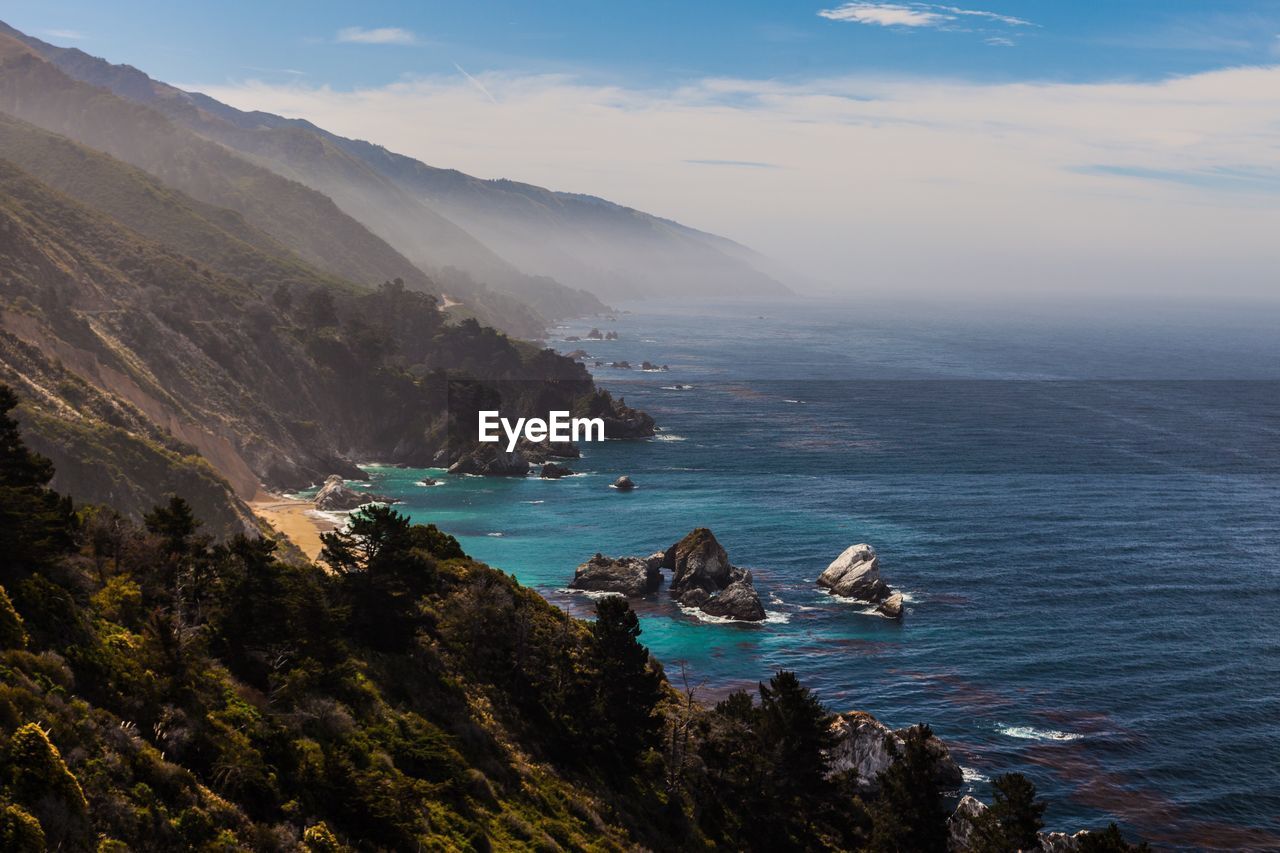 High angle view of sea against sky