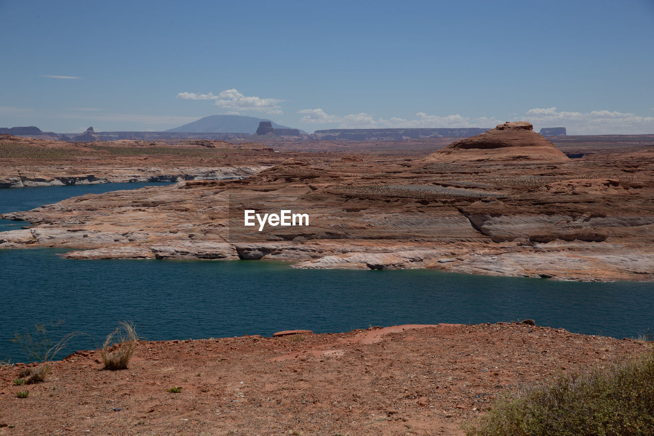 Scenic view of land against sky