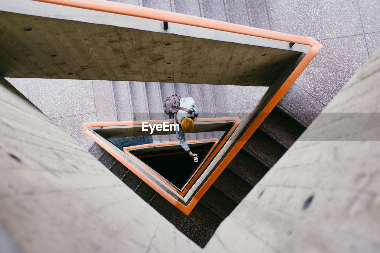 High angle view of stairs