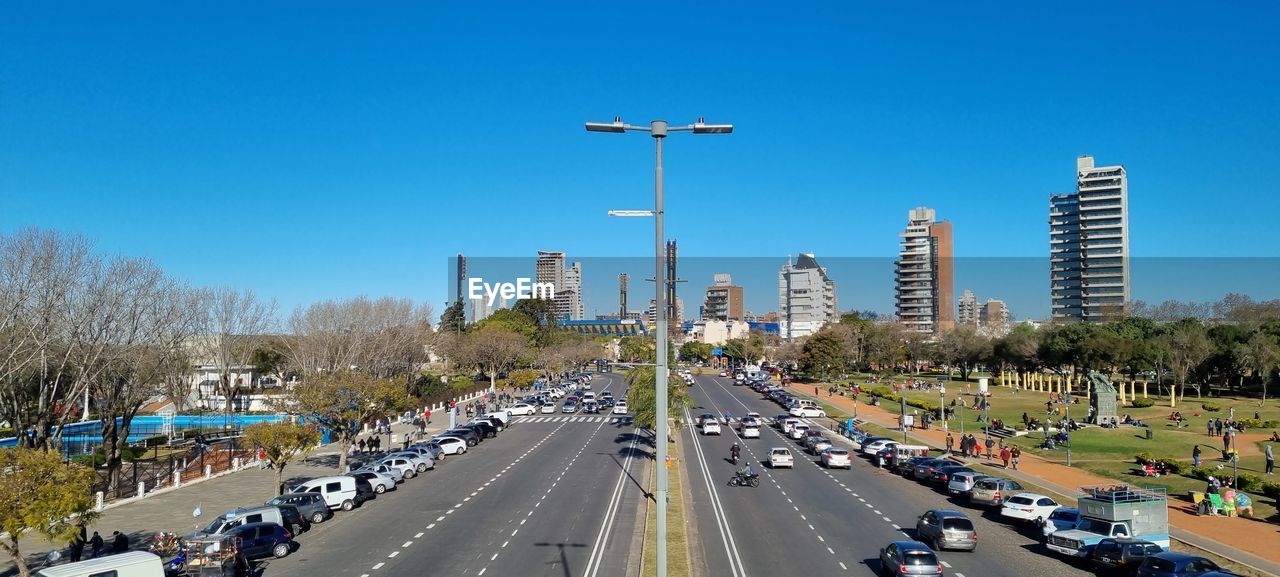 Traffic on road in city