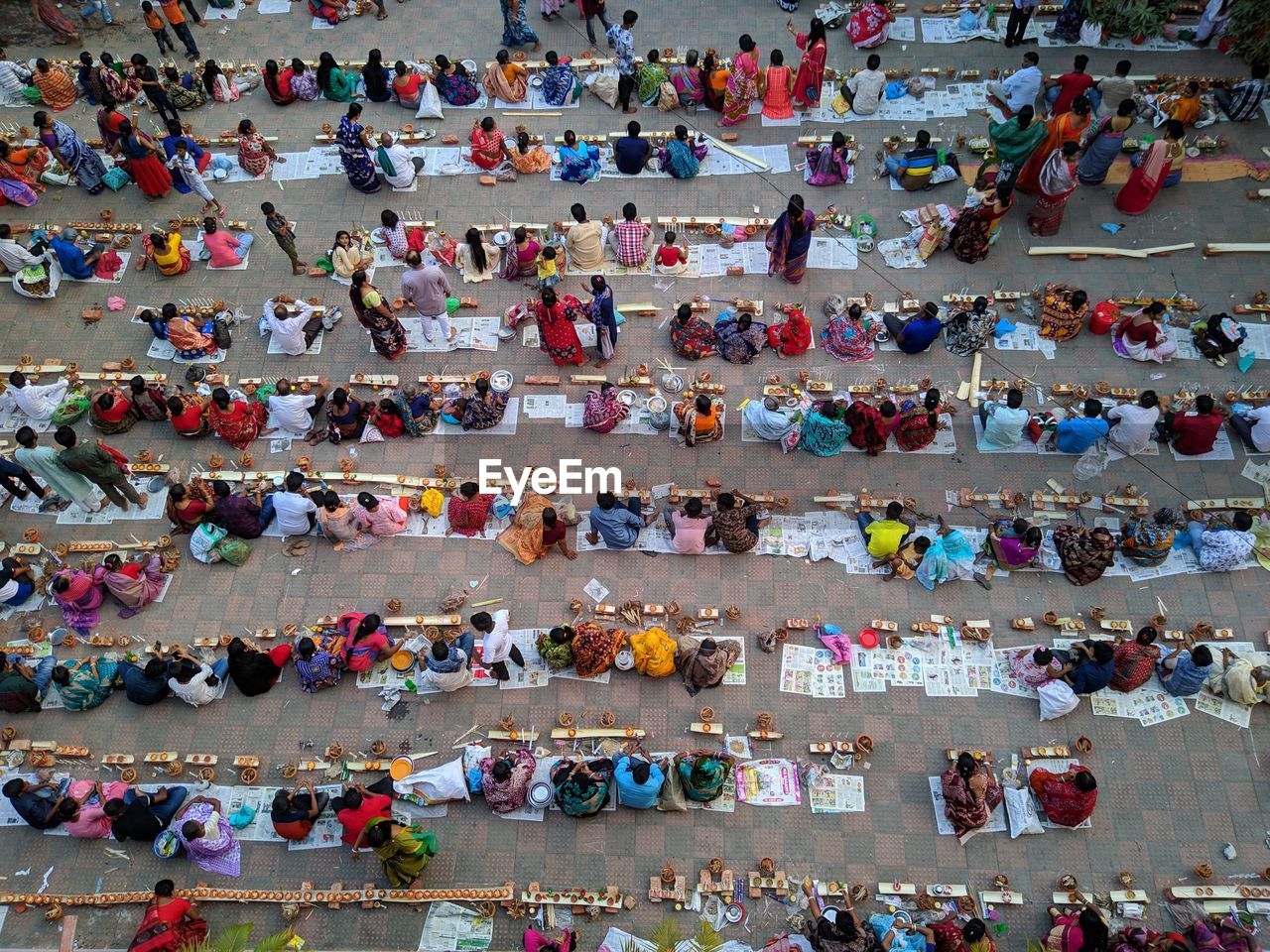 Aerial view of people during traditional festival