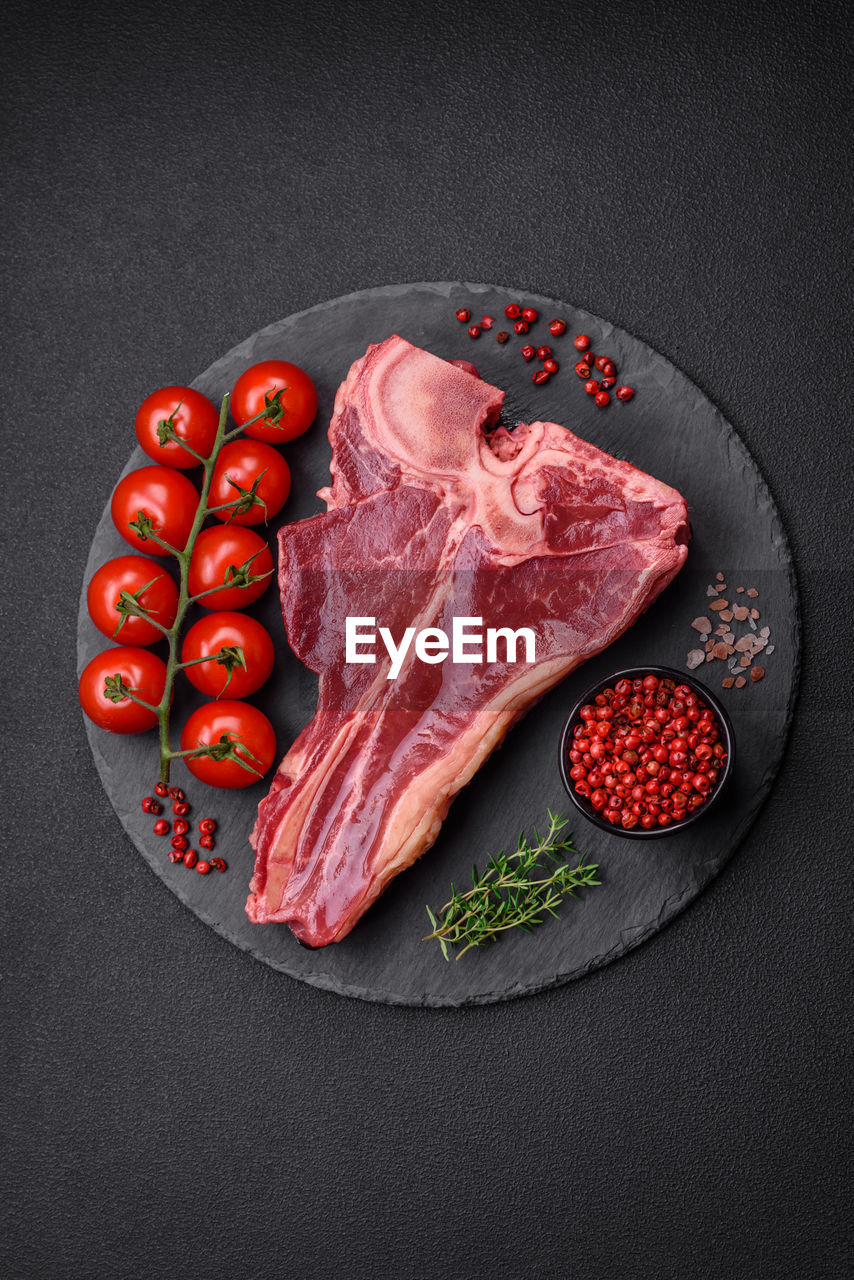 high angle view of food in plate on table