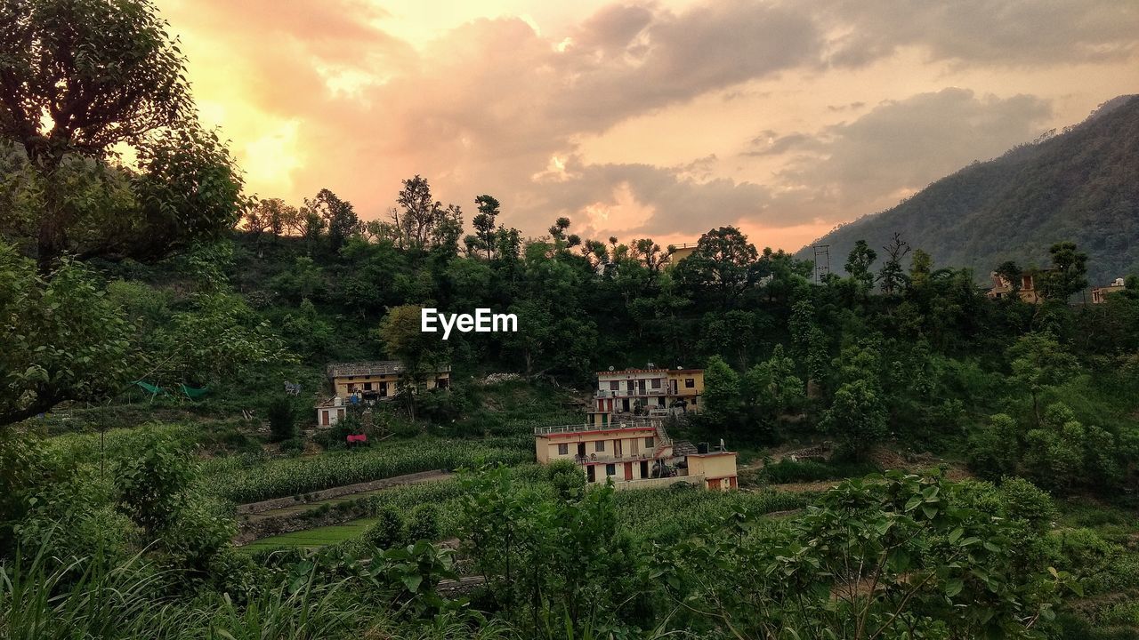 Scenic view of landscape against sky during sunset