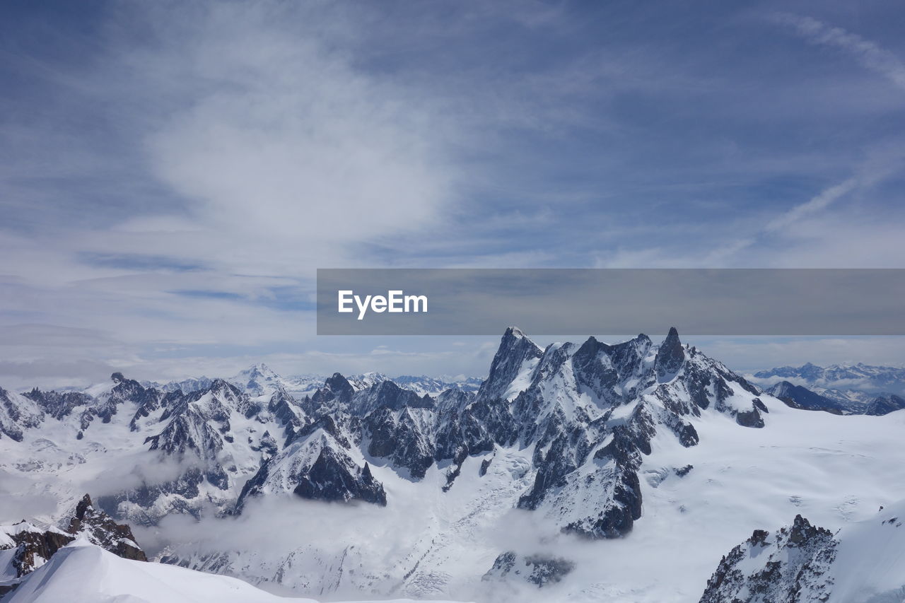 SNOW COVERED MOUNTAIN RANGE AGAINST SKY