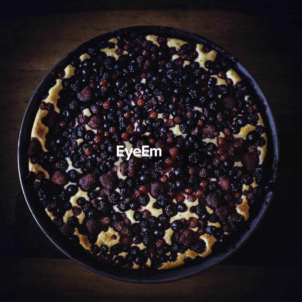 High angle view of sweet food in container on table