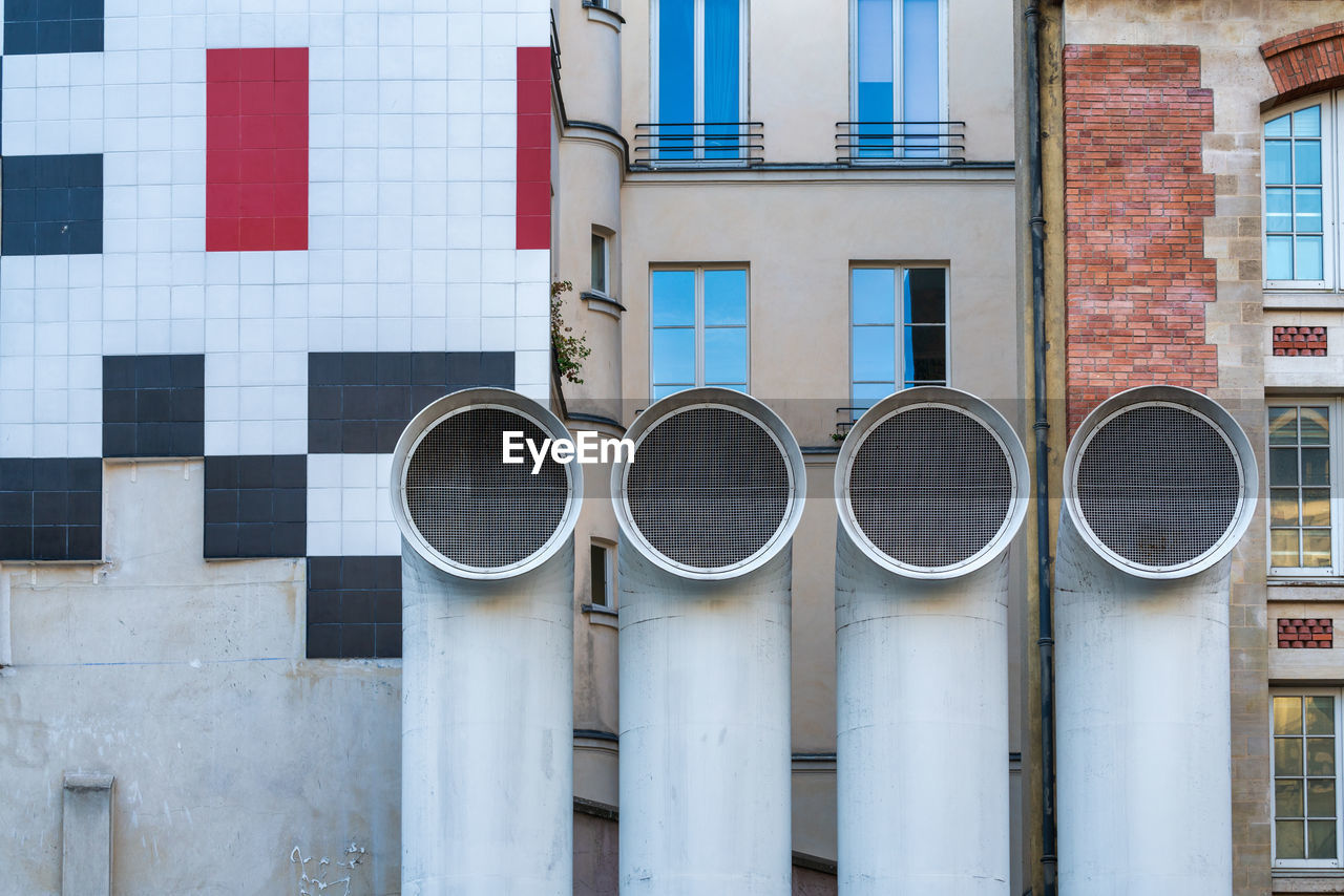 Colorful houses near the centre pompidou in paris, france