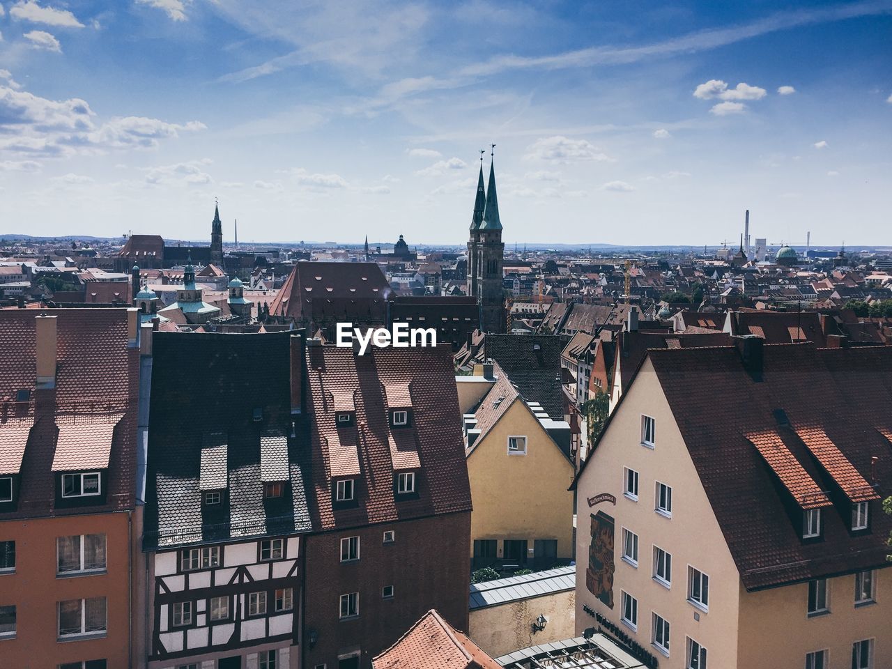 High angle view of townscape against sky