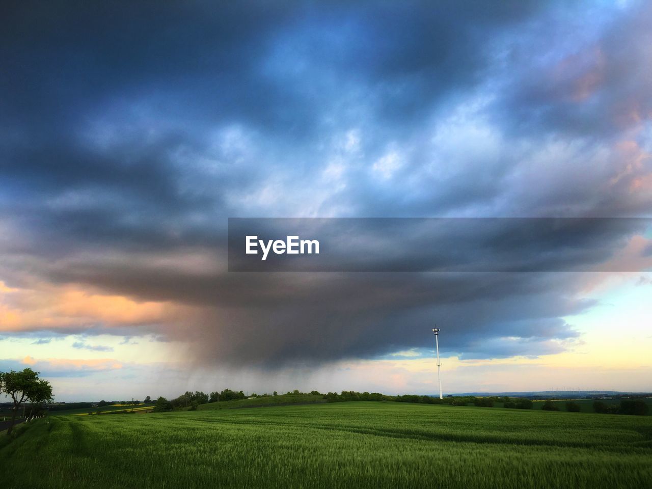 Scenic view of field against cloudy sky