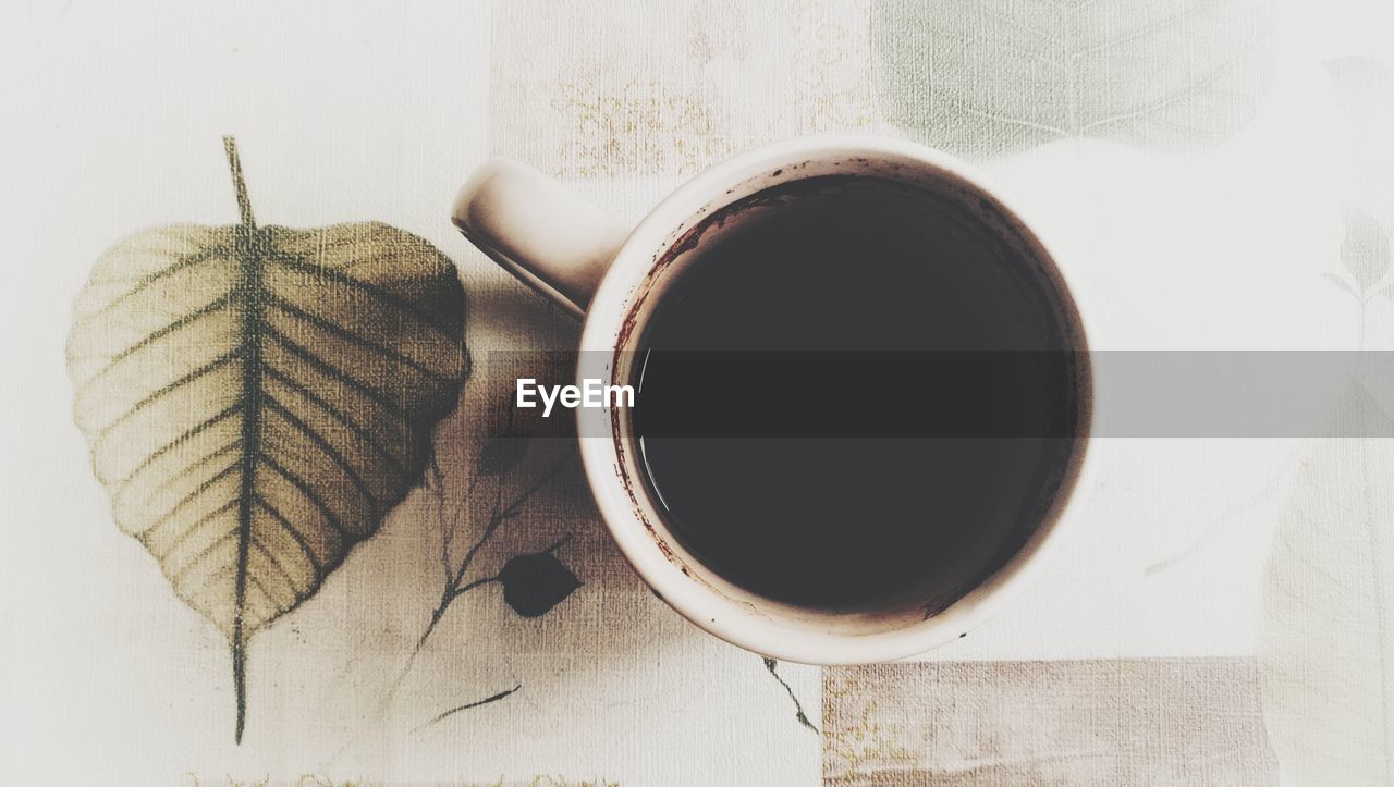 High angle view of coffee on table