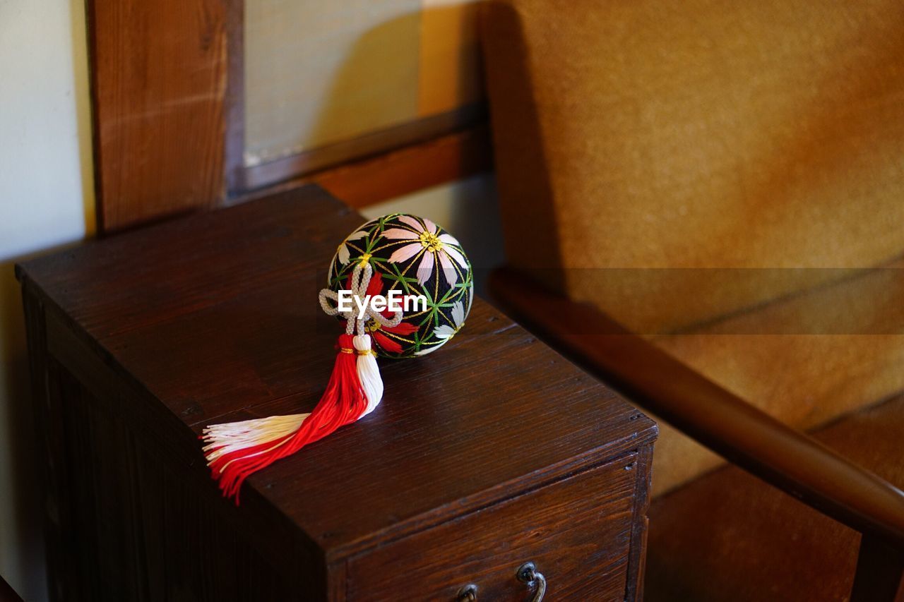 High angle view of colorful decoration on table