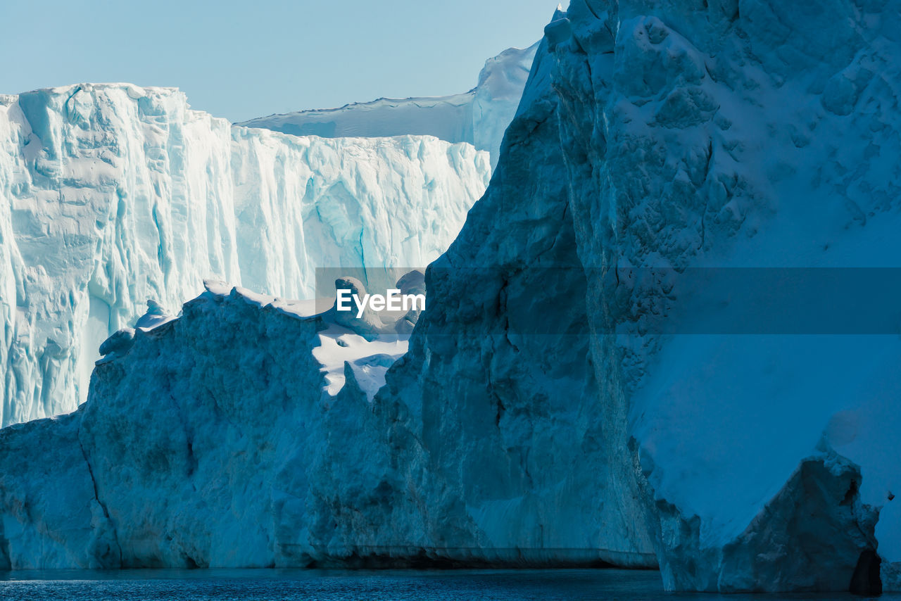 scenic view of snowcapped mountains against clear sky