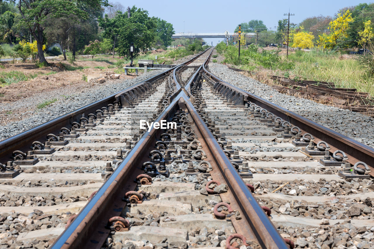 HIGH ANGLE VIEW OF RAILROAD TRACK