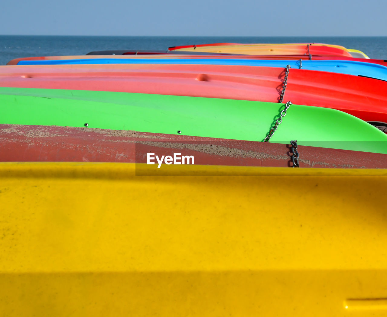 Group of colorful boats on the beach