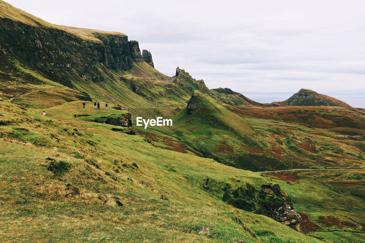 Scenic view of quiraing landscape against sky