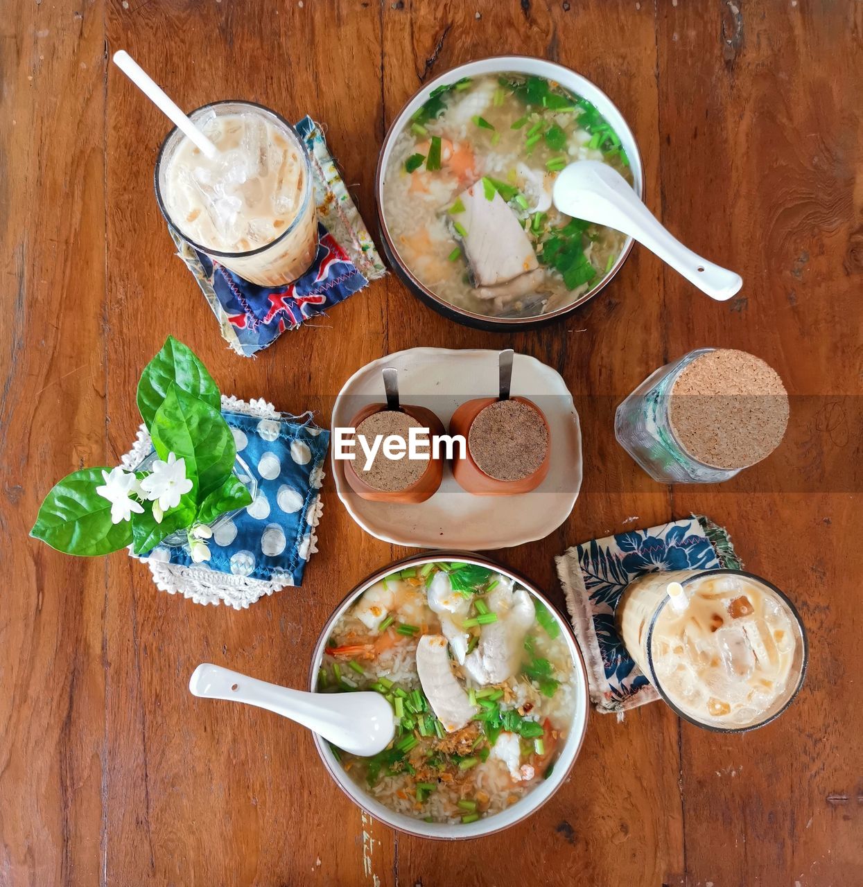 High angle view of food on table