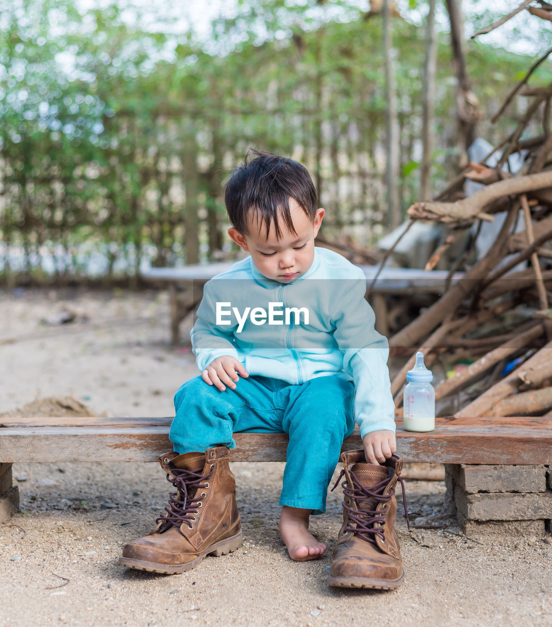 Full length of boy playing outdoors