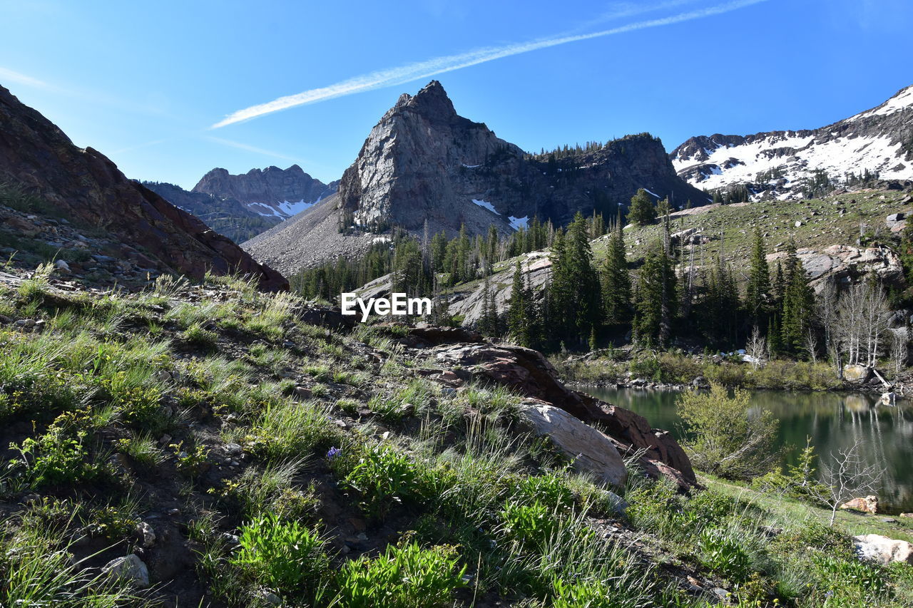 Lake blanche panorama wasatch front rocky mountains twin peaks wilderness big cottonwood canyon utah