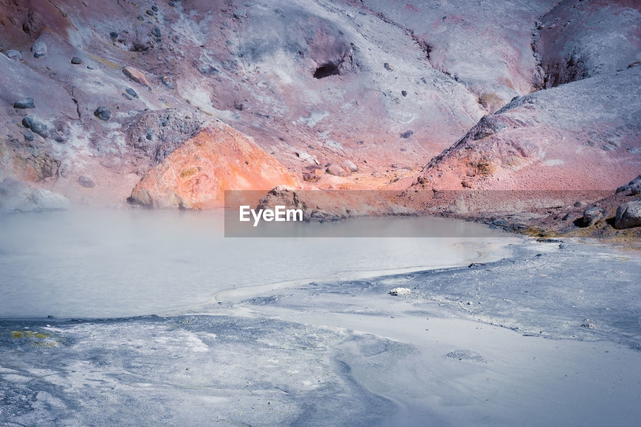 Scenic view of frozen lake during winter