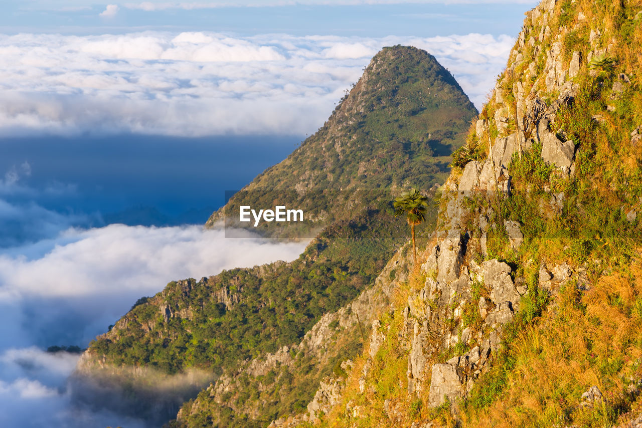 PANORAMIC VIEW OF MOUNTAINS AGAINST SKY