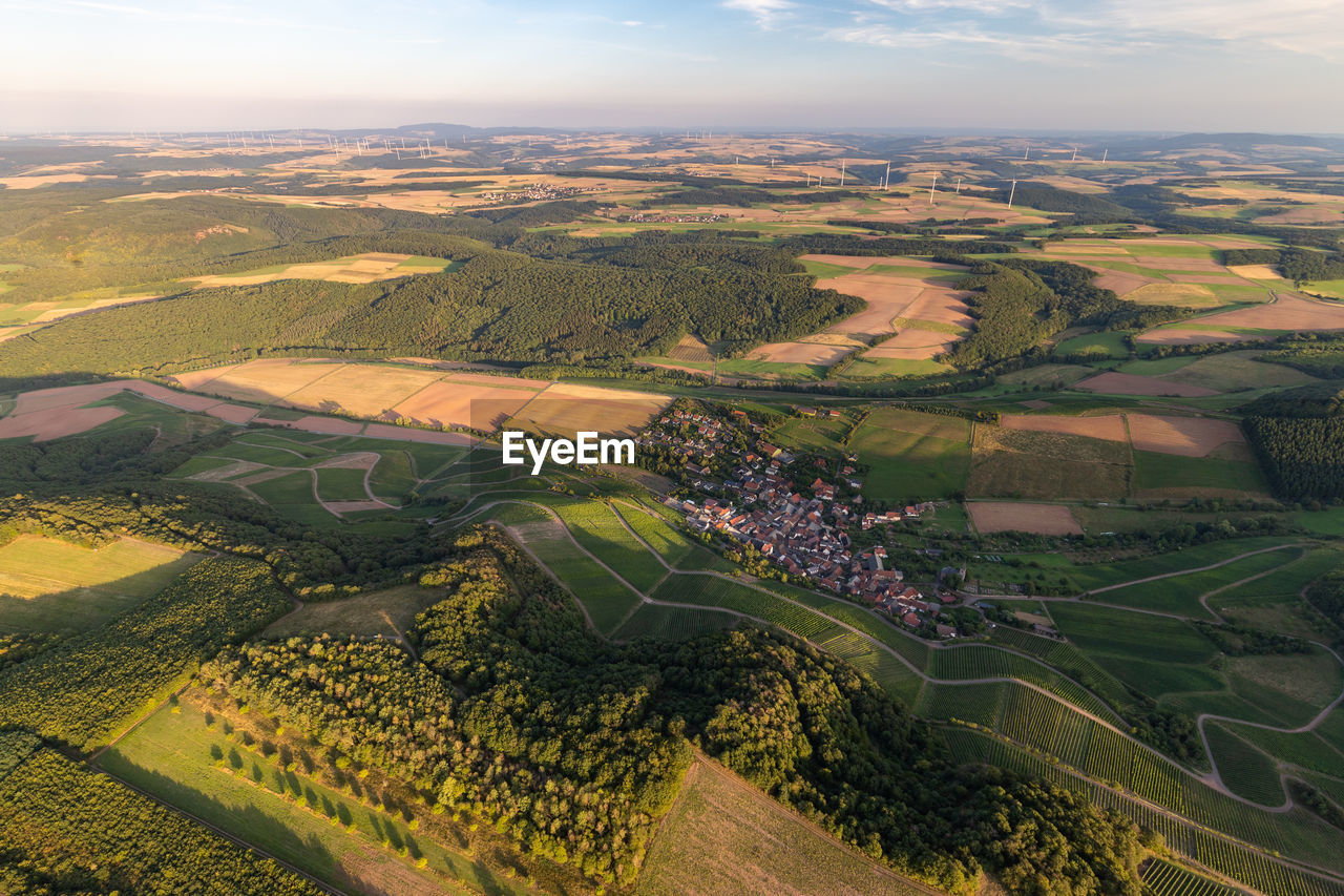 Aerial view at a landscape in germany, rhineland palatinate near bad sobernheim