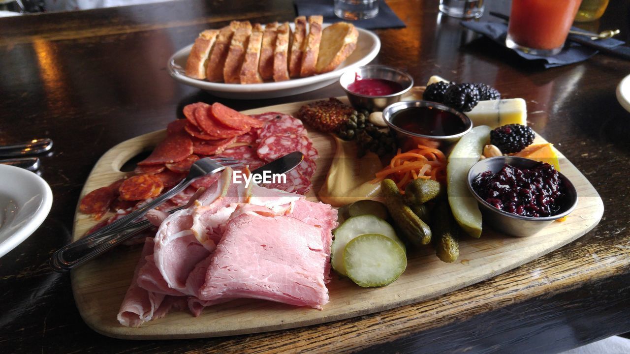 Close-up of food on table