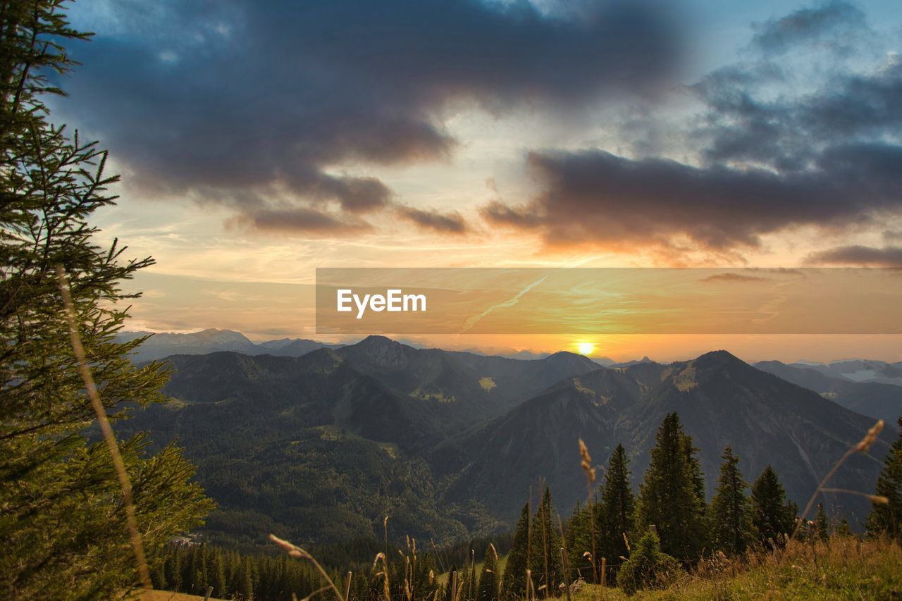 Scenic view of mountains against sky during sunset mountains what a view bavarian alps germany 