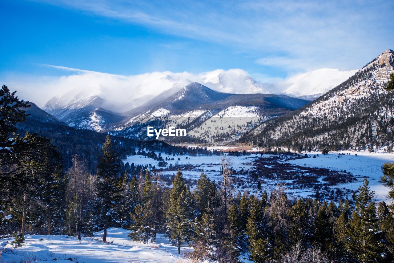 SCENIC VIEW OF SNOWCAPPED MOUNTAIN AGAINST SKY DURING WINTER