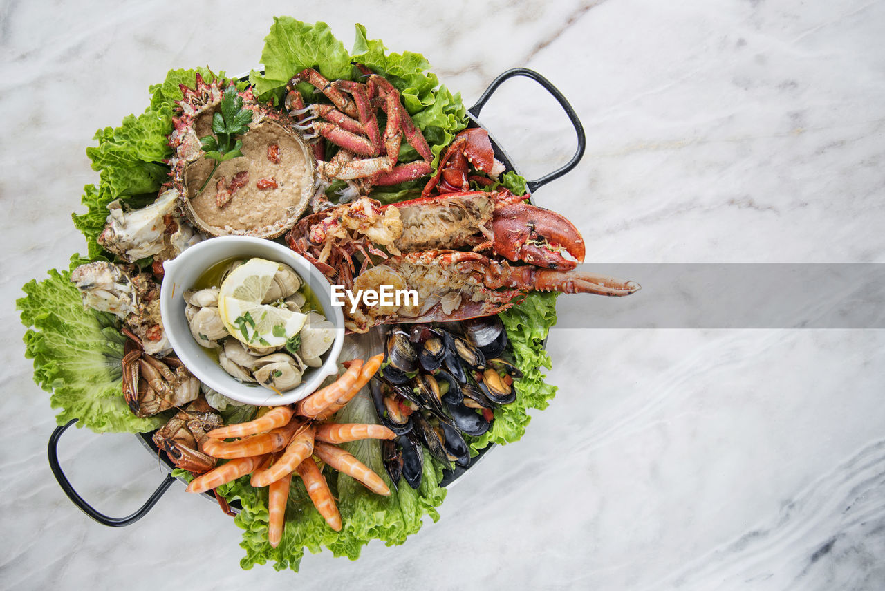 high angle view of food in plate