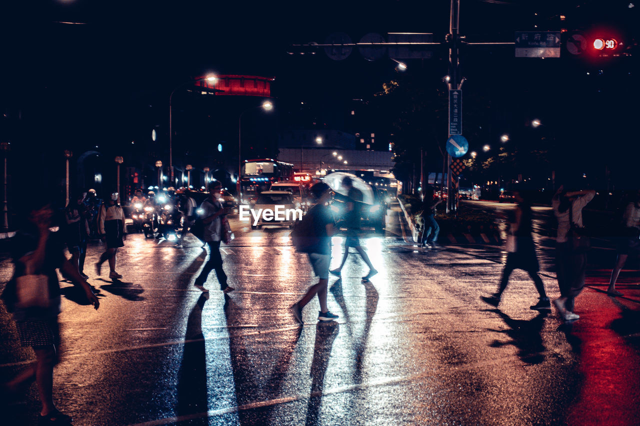 View of city street at night