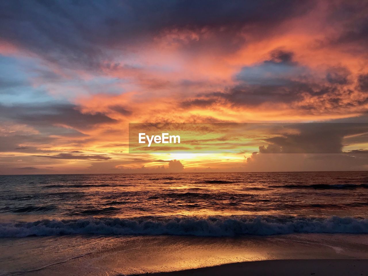 SCENIC VIEW OF BEACH AGAINST SKY DURING SUNSET